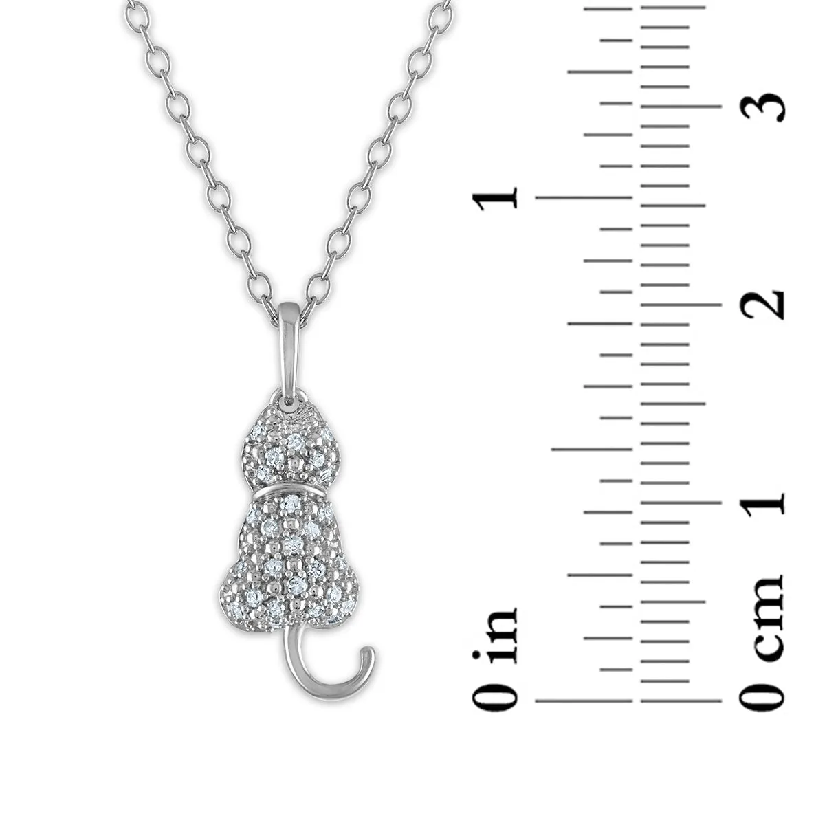 1/10 CTW Diamond 18-inch Cat Pendant in Sterling Silver