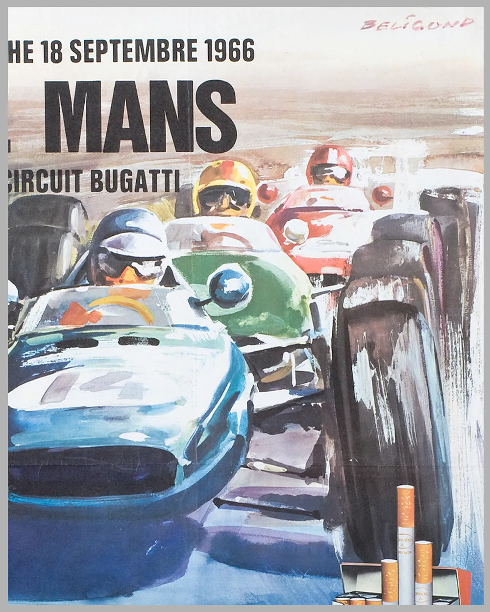 1966 Grand Prix de France Formula 2 race at Circuit Bugatti in Le Mans, original poster by Beligond