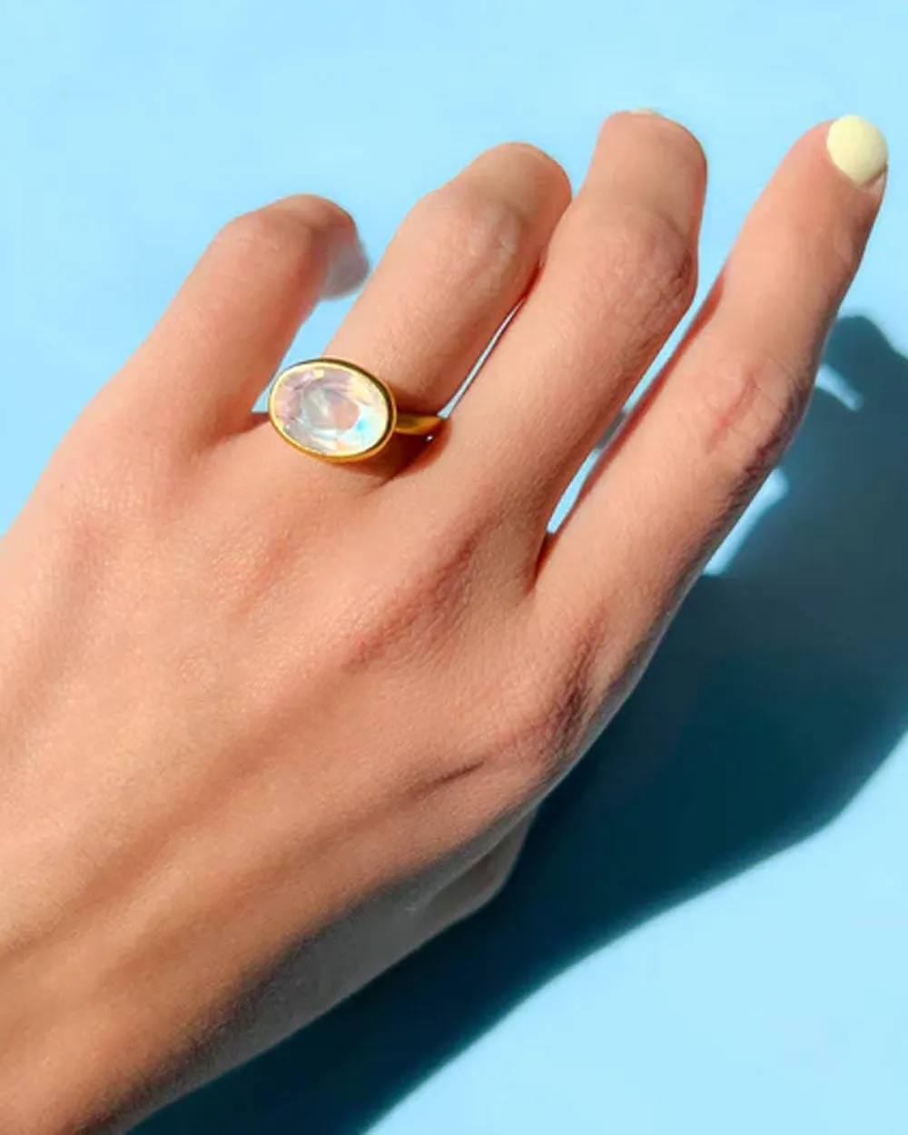 22k Yellow Gold Princess Moonstone Ring