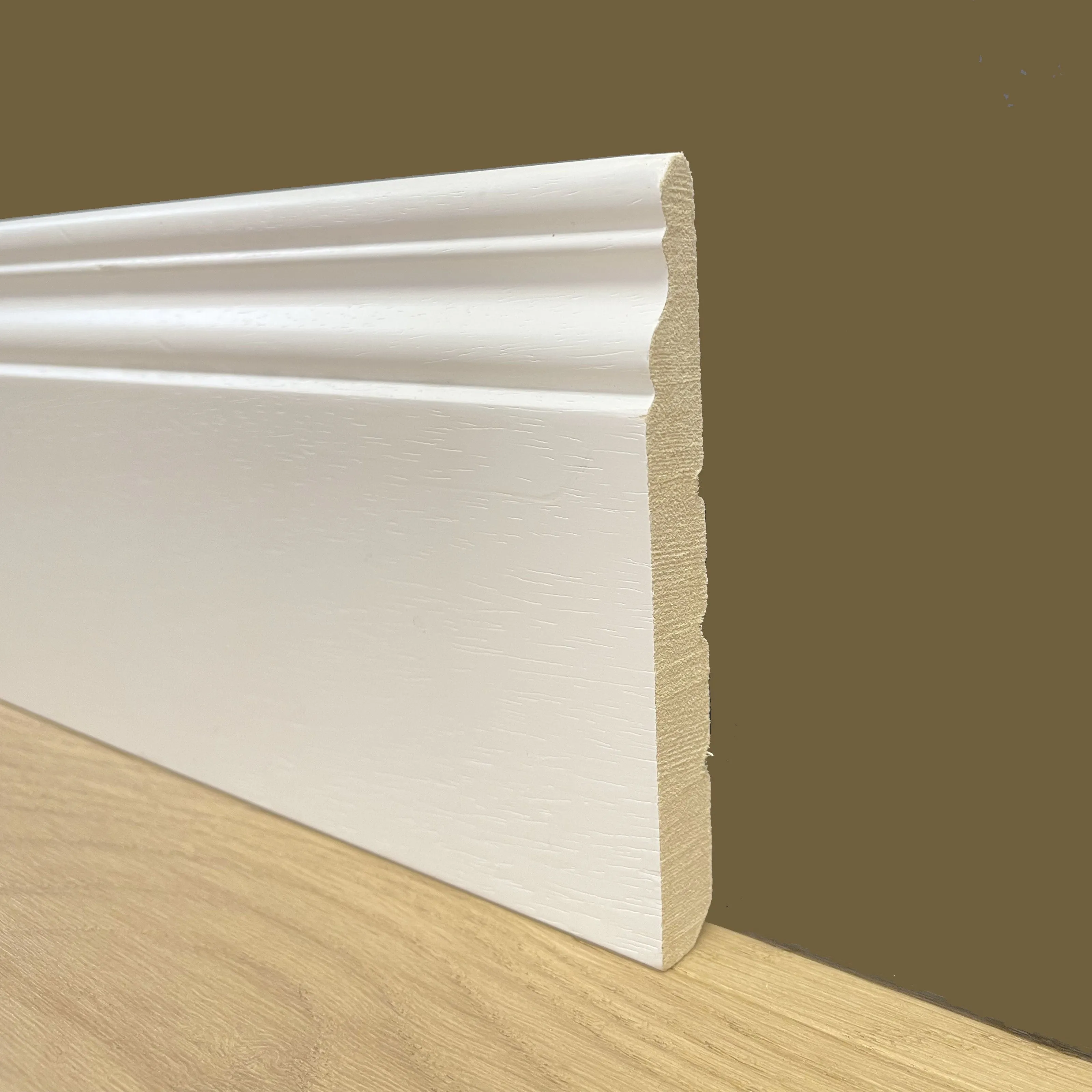 96ML di BATTISCOPA in legno DUCALE 140X13 ZOCCOLINO MASSELLO ALTO bianco