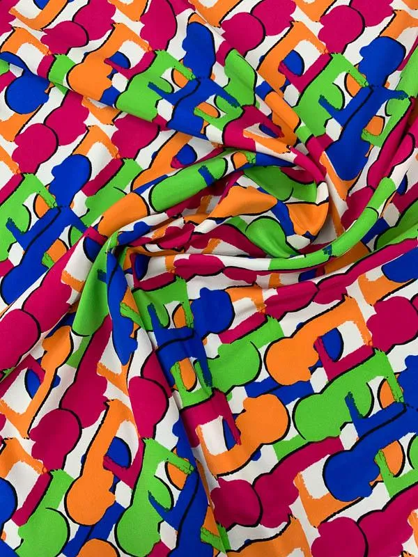 Abstract Printed Silk Crepe de Chine - Multicolor