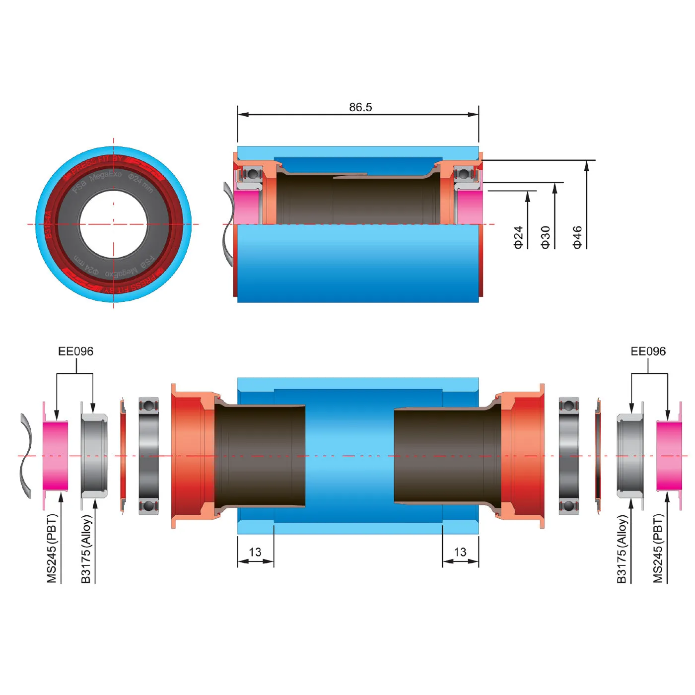 Adattatore FSA da BB30 a 24mm - EE085