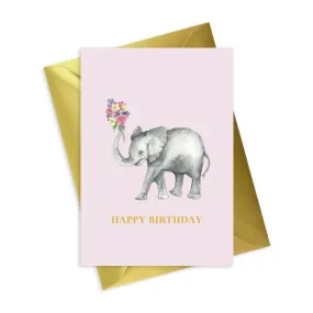 Animal Collection A6 Foiled Greeting Card Elephant Happy Birthday