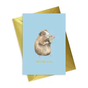 Animal Collection A6 Foiled Greeting Card Guinea Pig Thank You