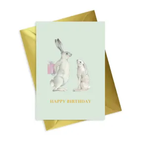 Animal Collection A6 Foiled Greeting Card Hare Happy Birthday