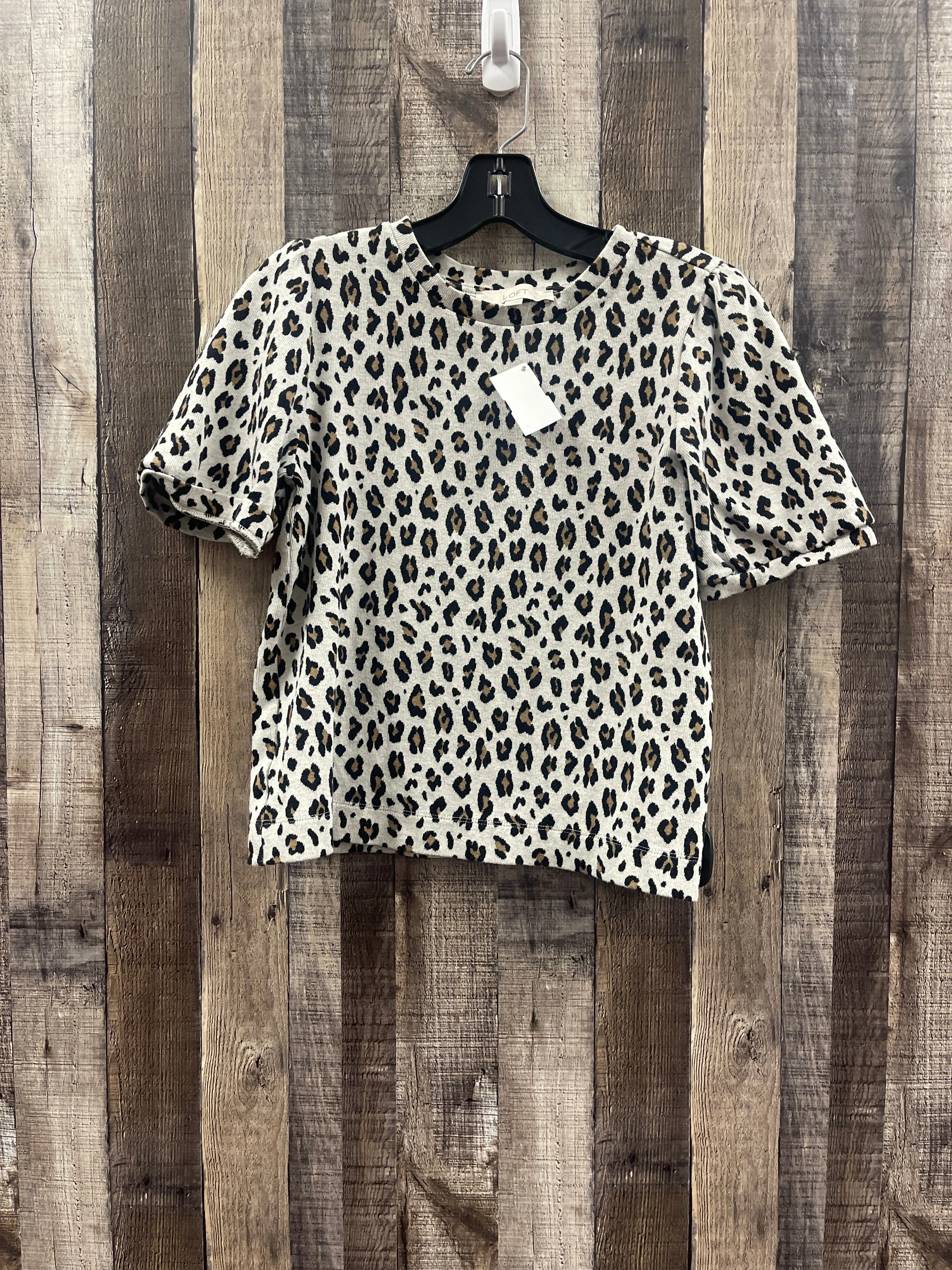 Animal Print Top Short Sleeve Loft, Size S