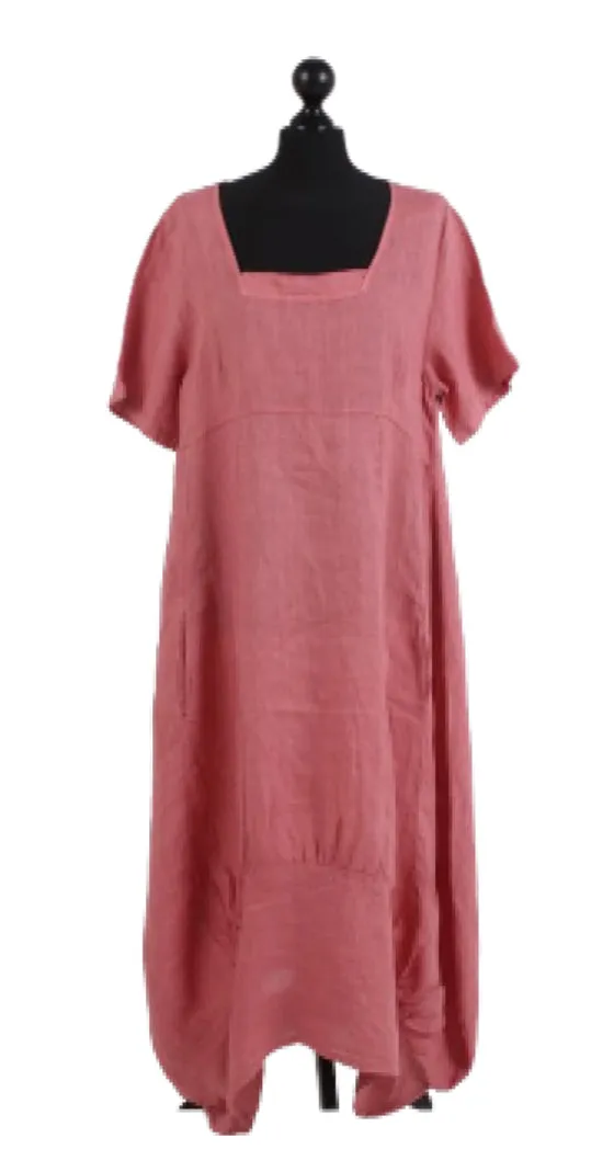 Anne   Kate Italian Linen Square Quirky Balloon Hem Dress