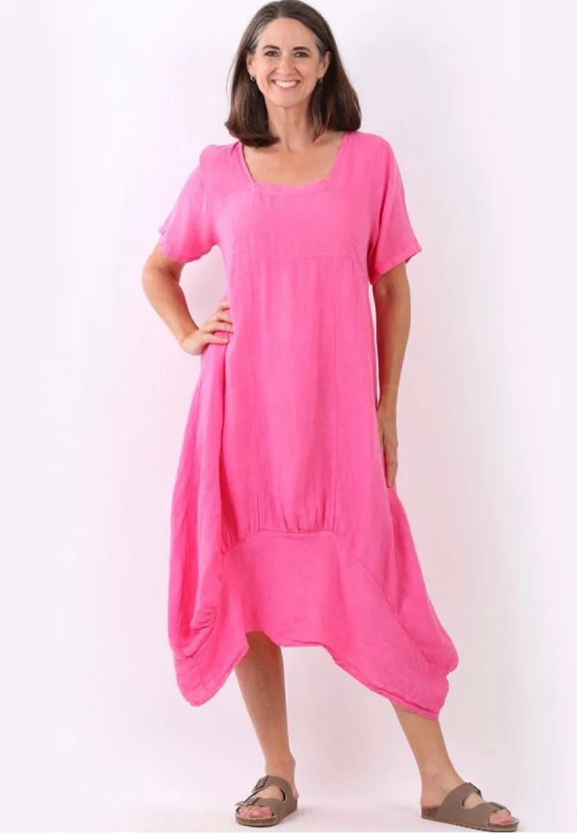 Anne   Kate Italian Linen Square Quirky Balloon Hem Dress