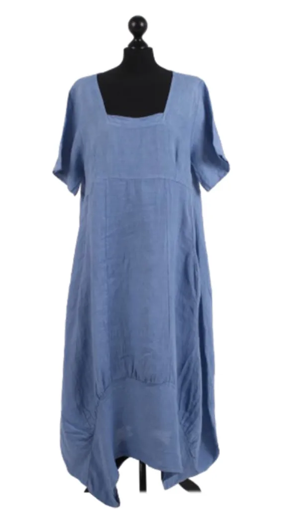 Anne   Kate Italian Linen Square Quirky Balloon Hem Dress