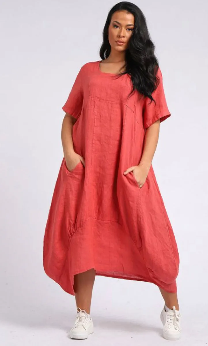 Anne   Kate Italian Linen Square Quirky Balloon Hem Dress