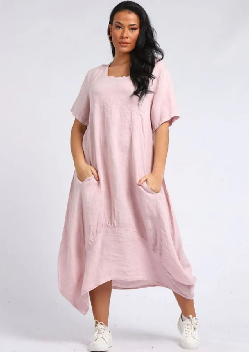 Anne   Kate Italian Linen Square Quirky Balloon Hem Dress