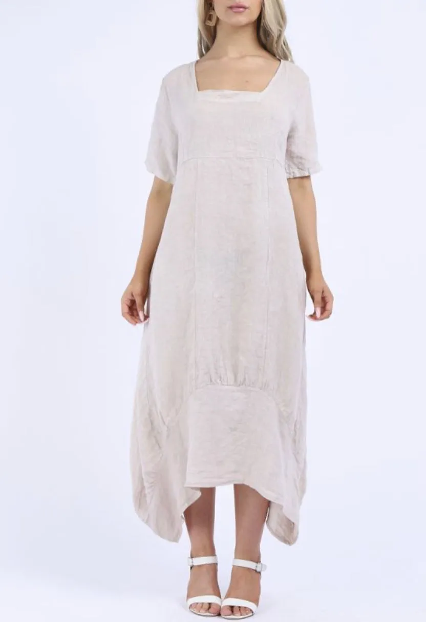 Anne   Kate Italian Linen Square Quirky Balloon Hem Dress