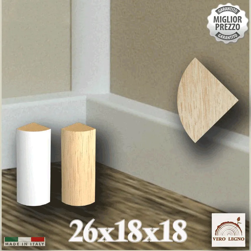 BASOLINO levangoli angolo interno GRANDE in legno massello di Ayous 18x18x26