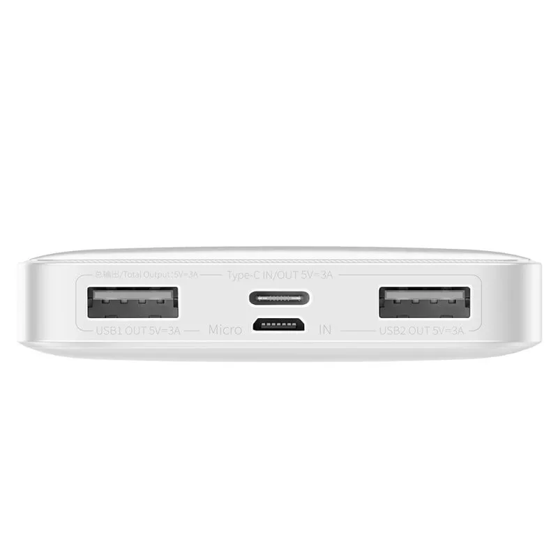 Baterie Externa Baseus BIPOW, 10000mAh, 15W, 1 x USB-C - 2 x USB-A, Alba PPBD050002