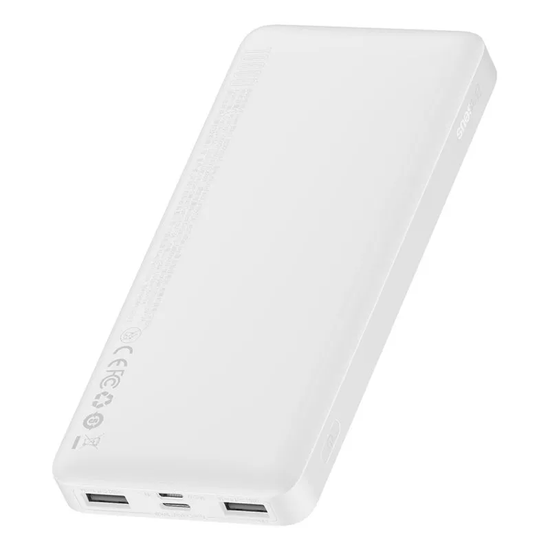 Baterie Externa Baseus BIPOW, 10000mAh, 15W, 1 x USB-C - 2 x USB-A, Alba PPBD050002