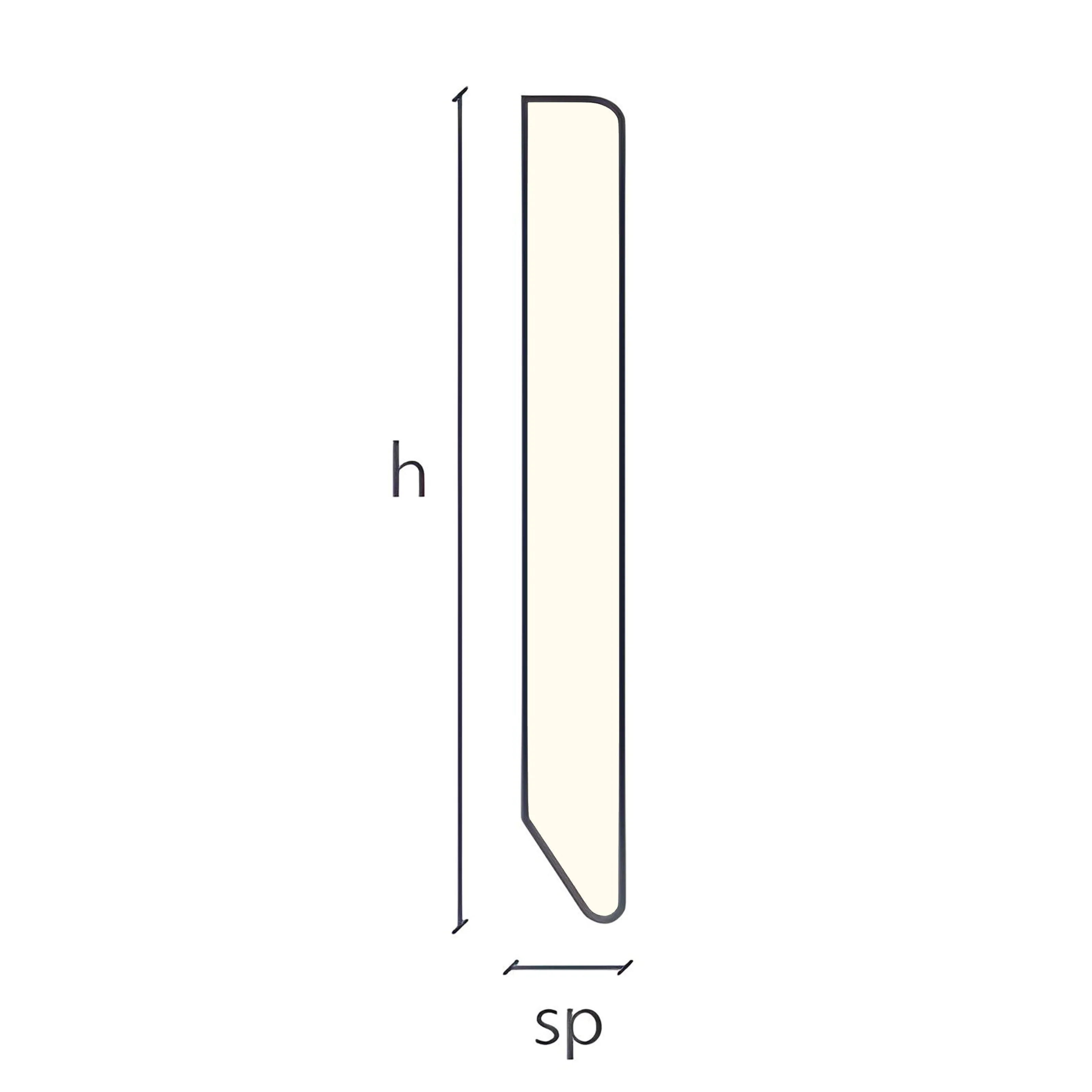 Battiscopa Zoccolino Taglio Quadro Dritto basso 50X13 in LEGNO LACCATO RAL