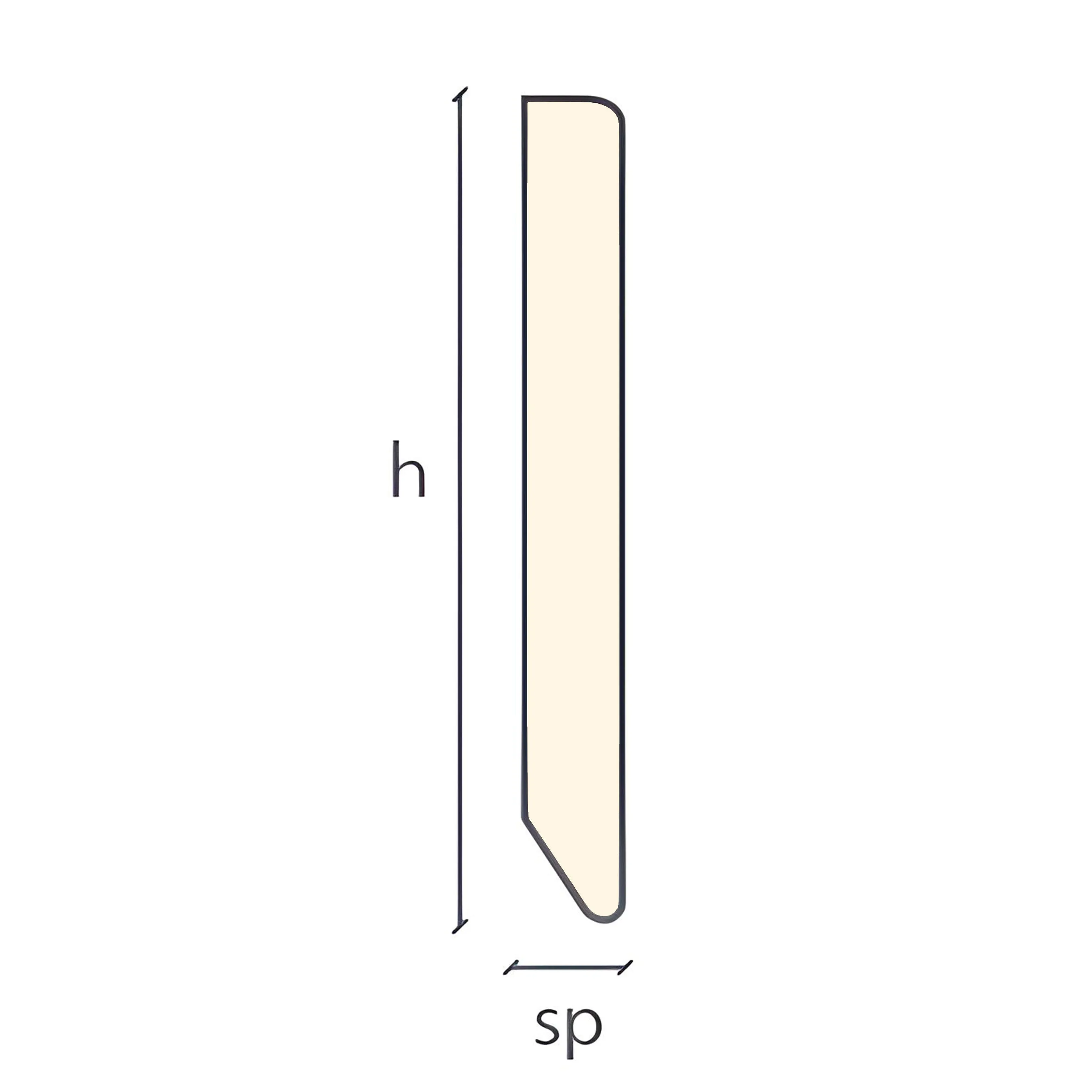 Battiscopa Zoccolino Taglio Quadro Dritto basso 50X13 in LEGNO LACCATO RAL