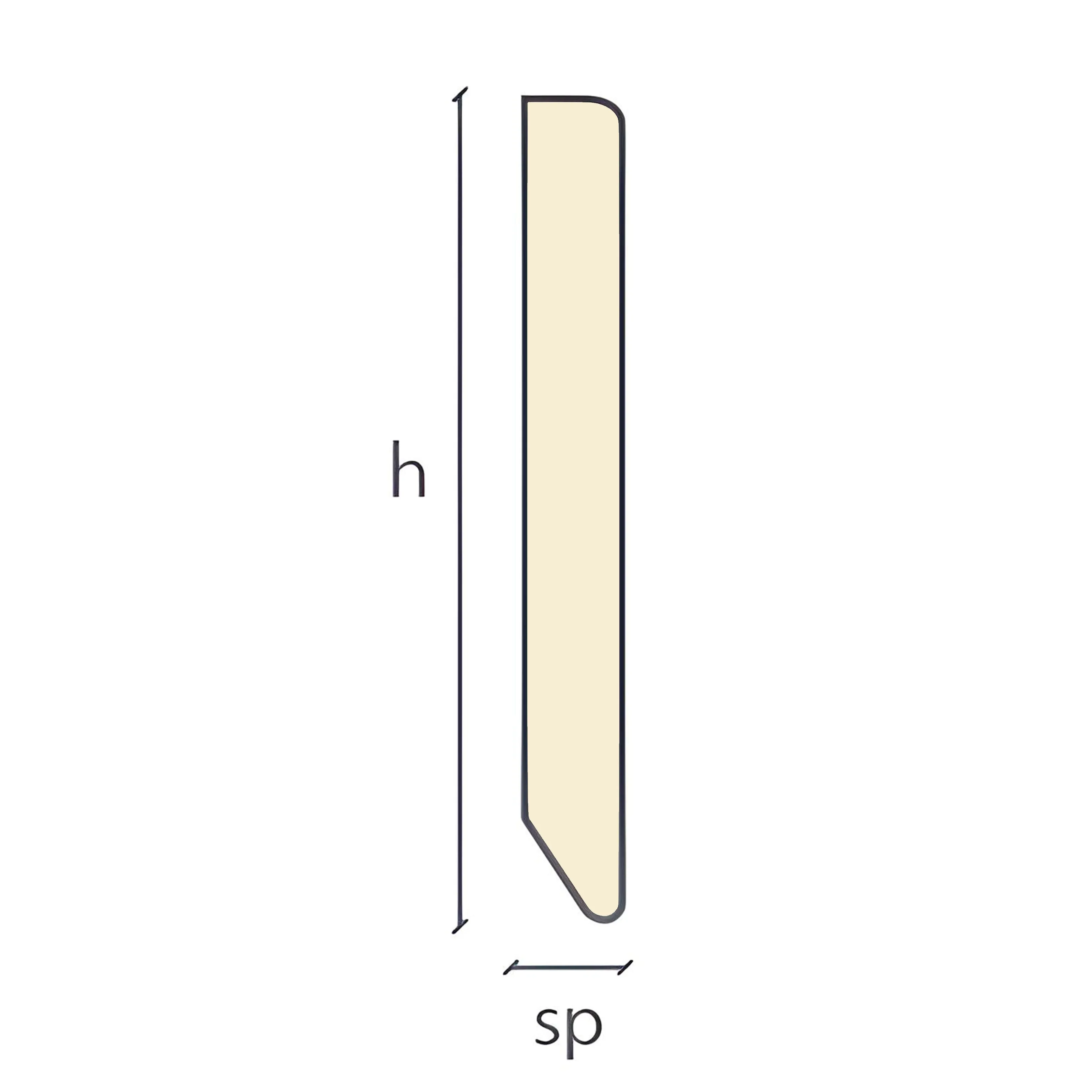 Battiscopa Zoccolino Taglio Quadro Dritto basso 50X13 in LEGNO LACCATO RAL