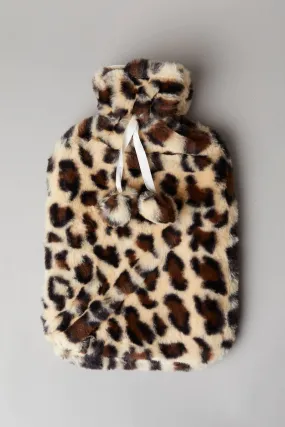 Beige Animal Print Fluffy Hot Water Bottle