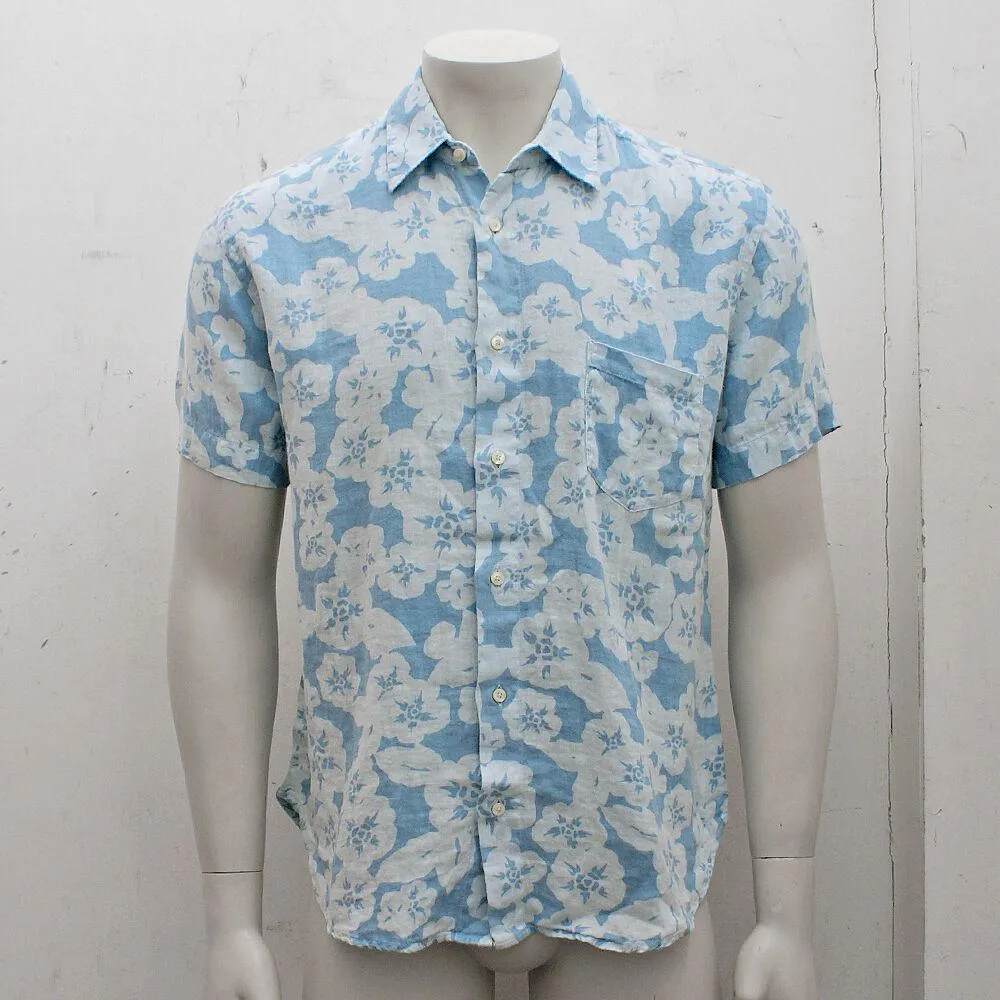 Blue Linen Short Sleeve Shirt