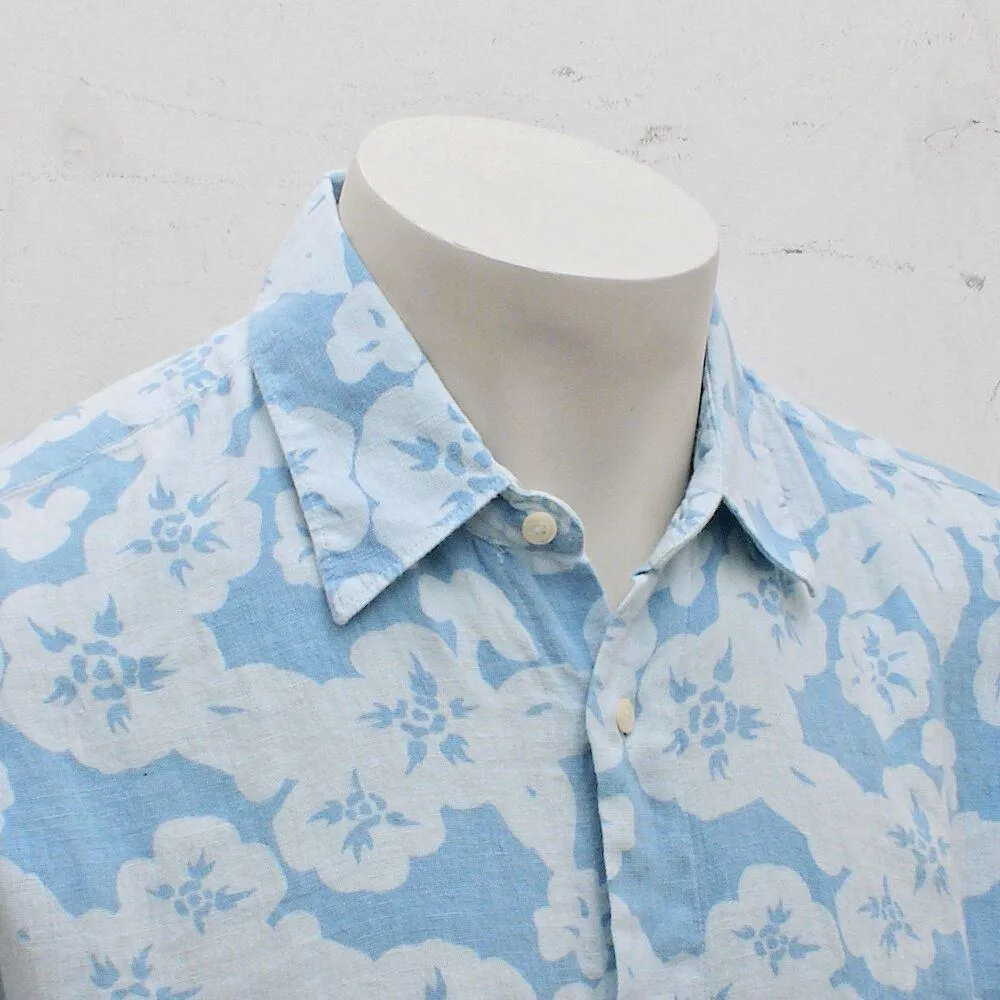 Blue Linen Short Sleeve Shirt