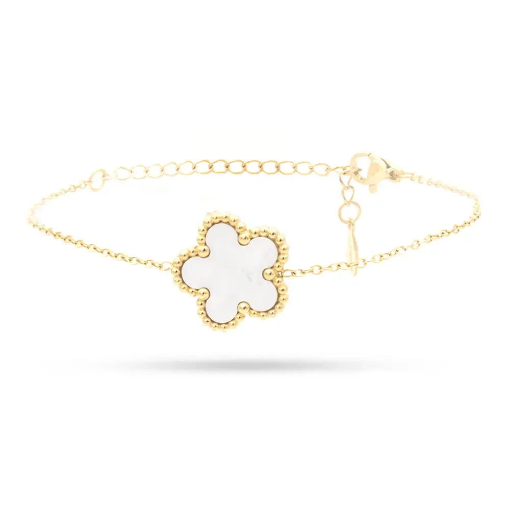 Bracciale Gold con Fiore Bianco