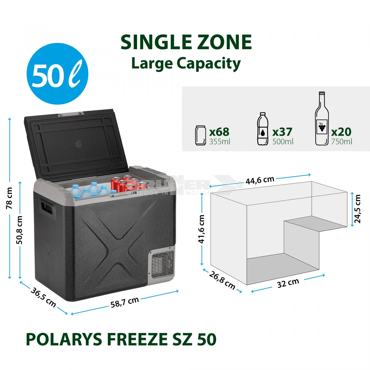 BRUNNER POLARYS FREEZE SZ Frigo/congelatore bivalente portatile a scomparto unico resistente e compatto - Disponibile in 3 litraggi