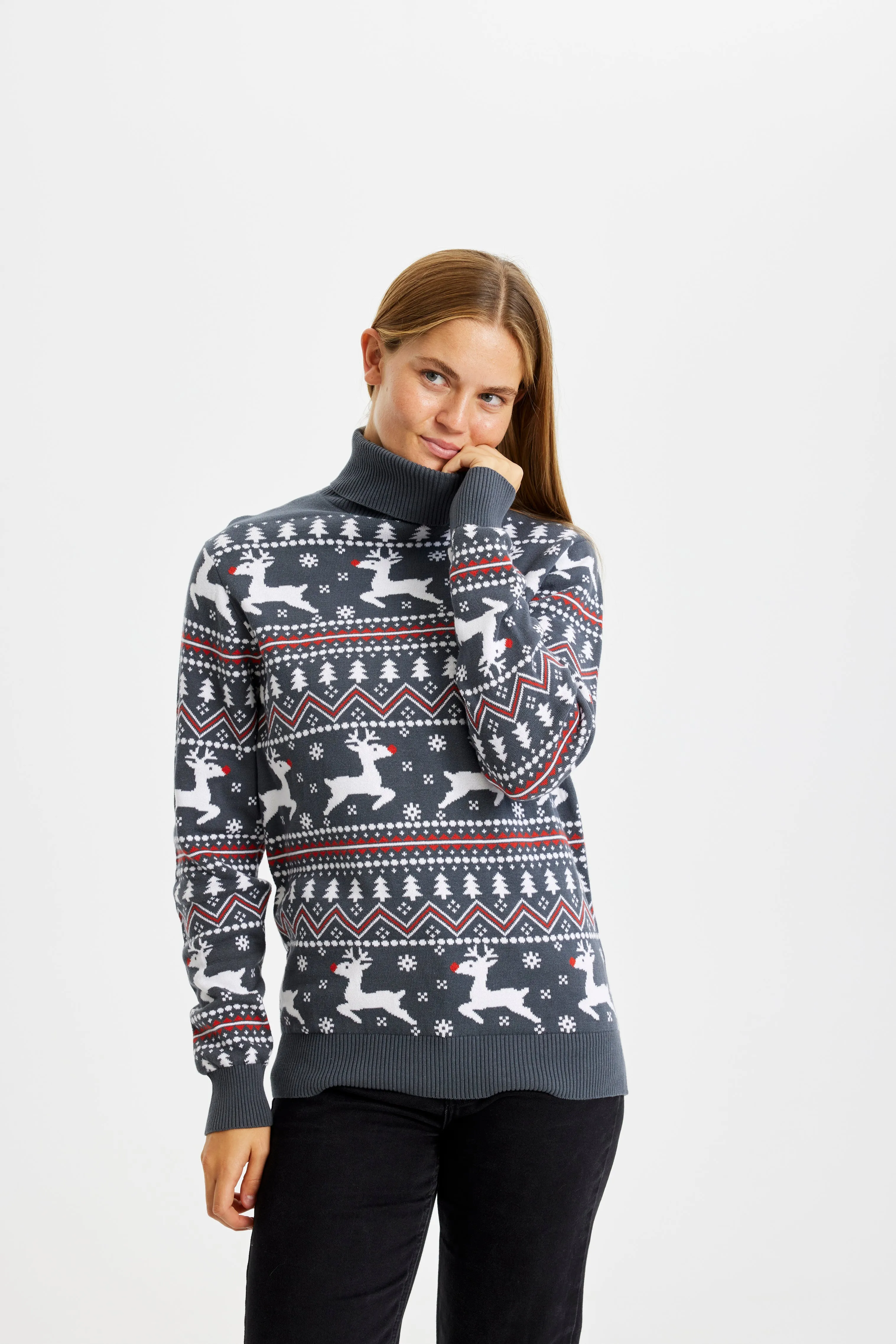 Den Stilede Highneck Julesweater - Dame.