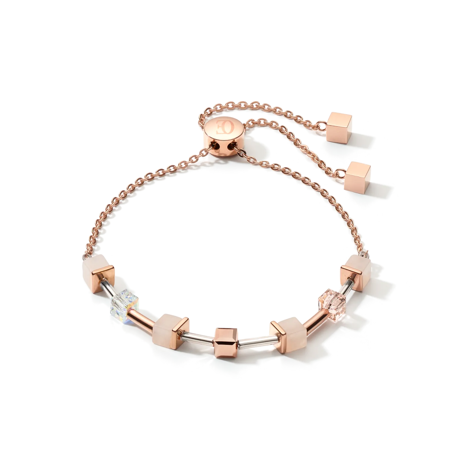 GeoCUBE Pink Aventurine Chain Rose Gold-Peach Bracelet