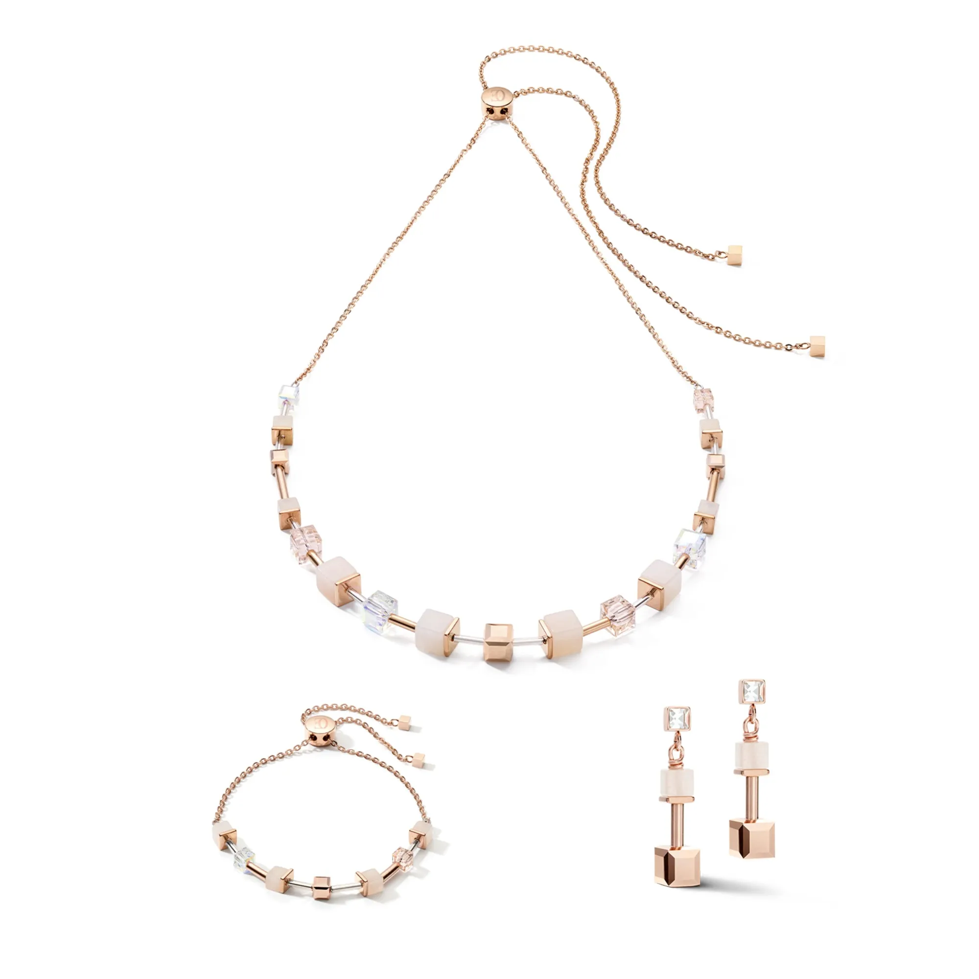 GeoCUBE Pink Aventurine Chain Rose Gold-Peach Bracelet