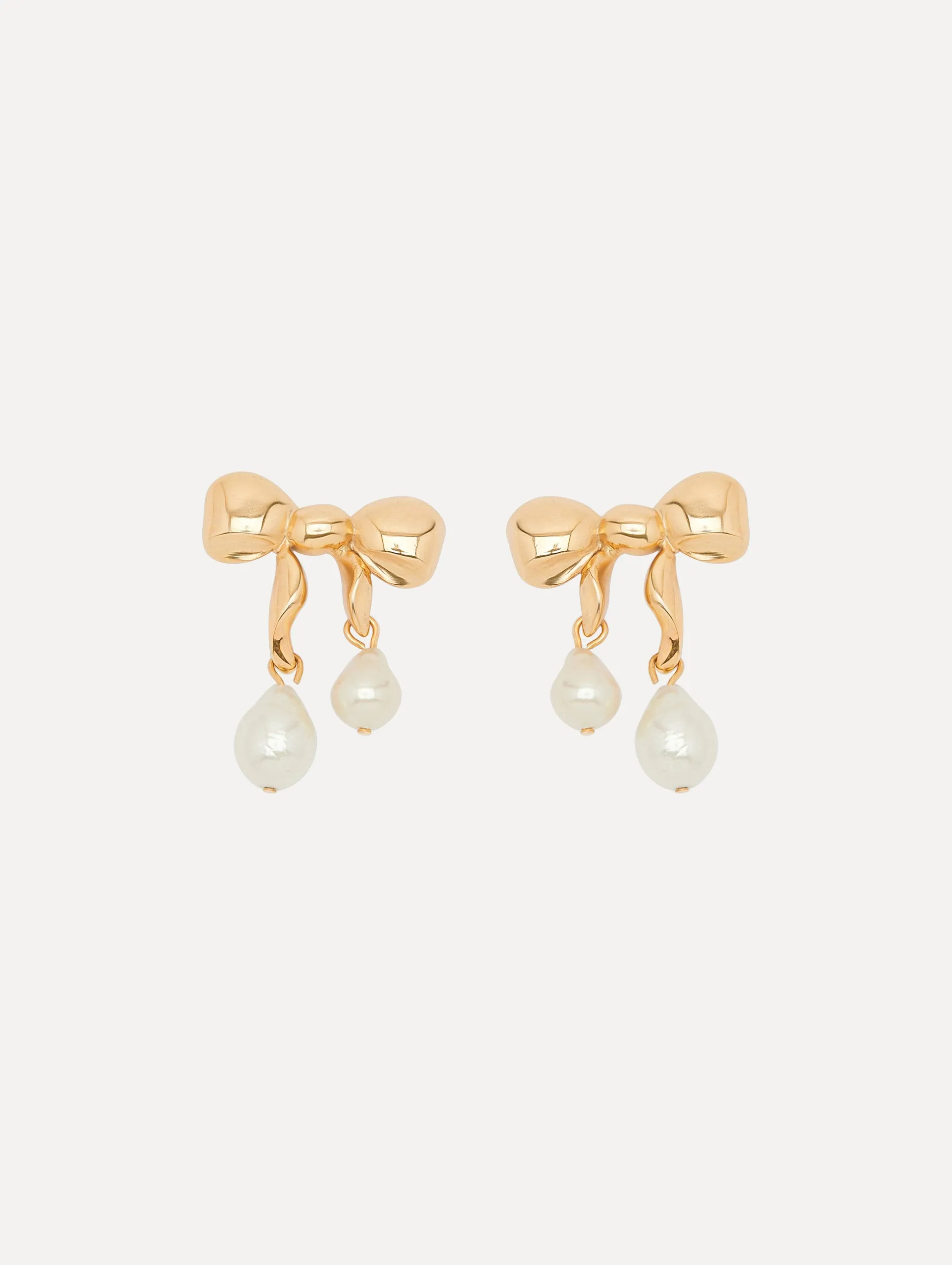 Heart & Bow Pearl Earrings