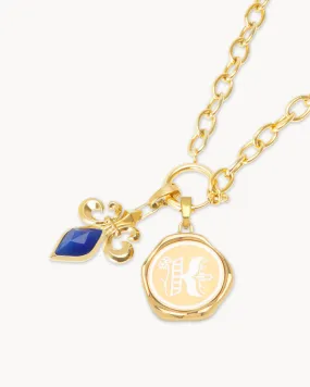 K Sigill Initial Fleur-De-Lis Teacher Necklace Set, Gold