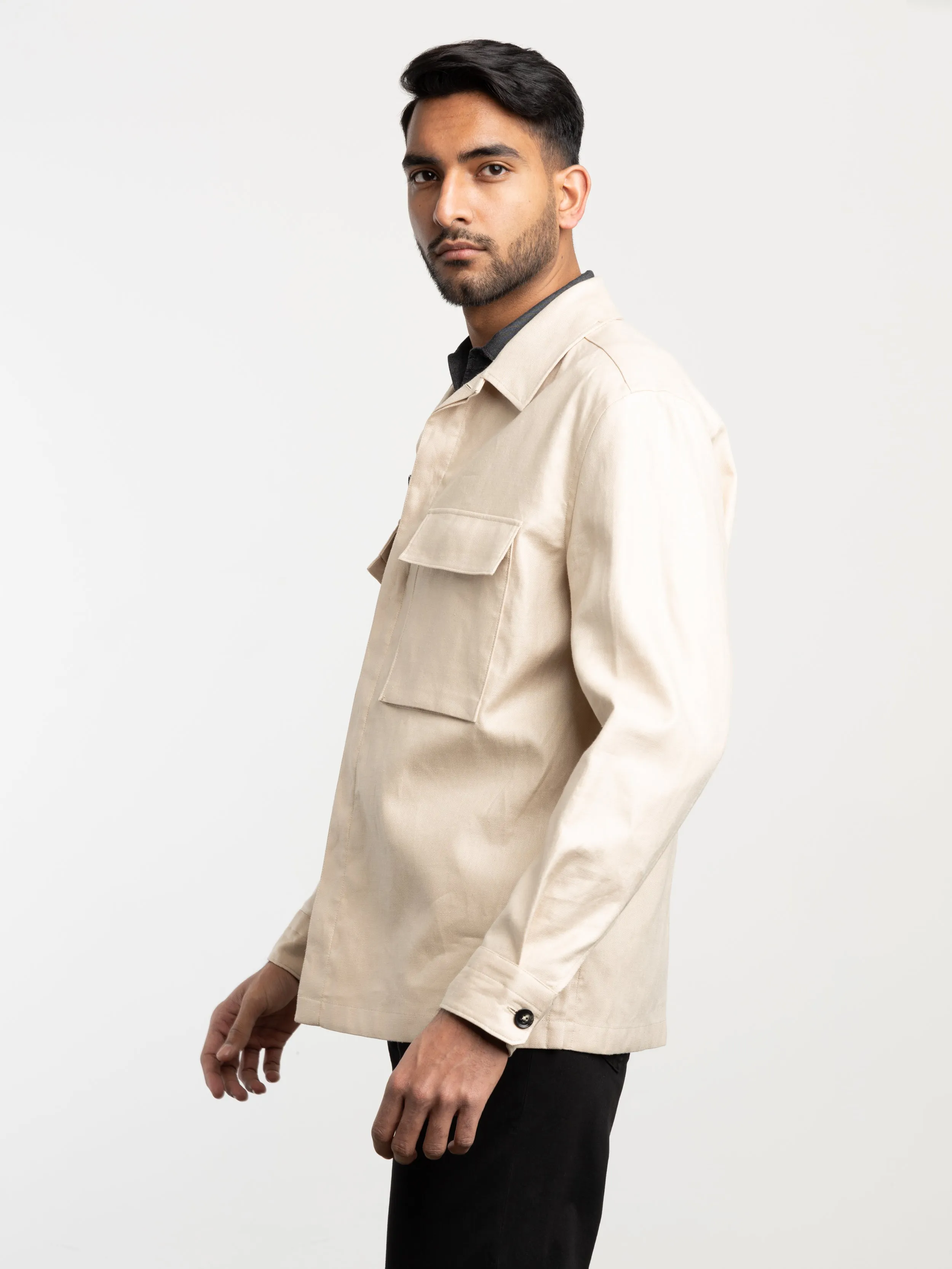 Light Beige Oasi Lino Overshirt