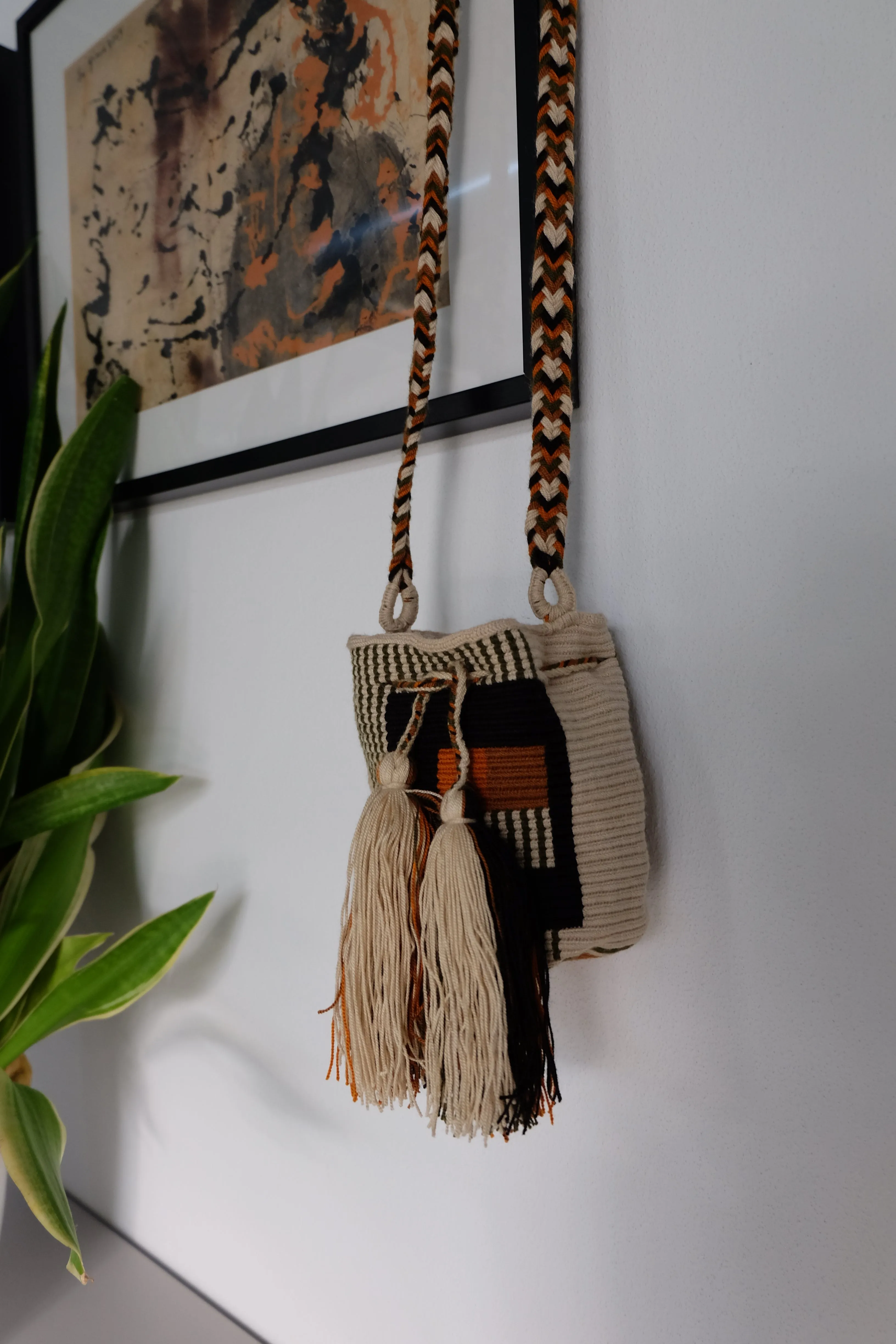 Mochilla Wayuu - mini vede / senape / ecrù