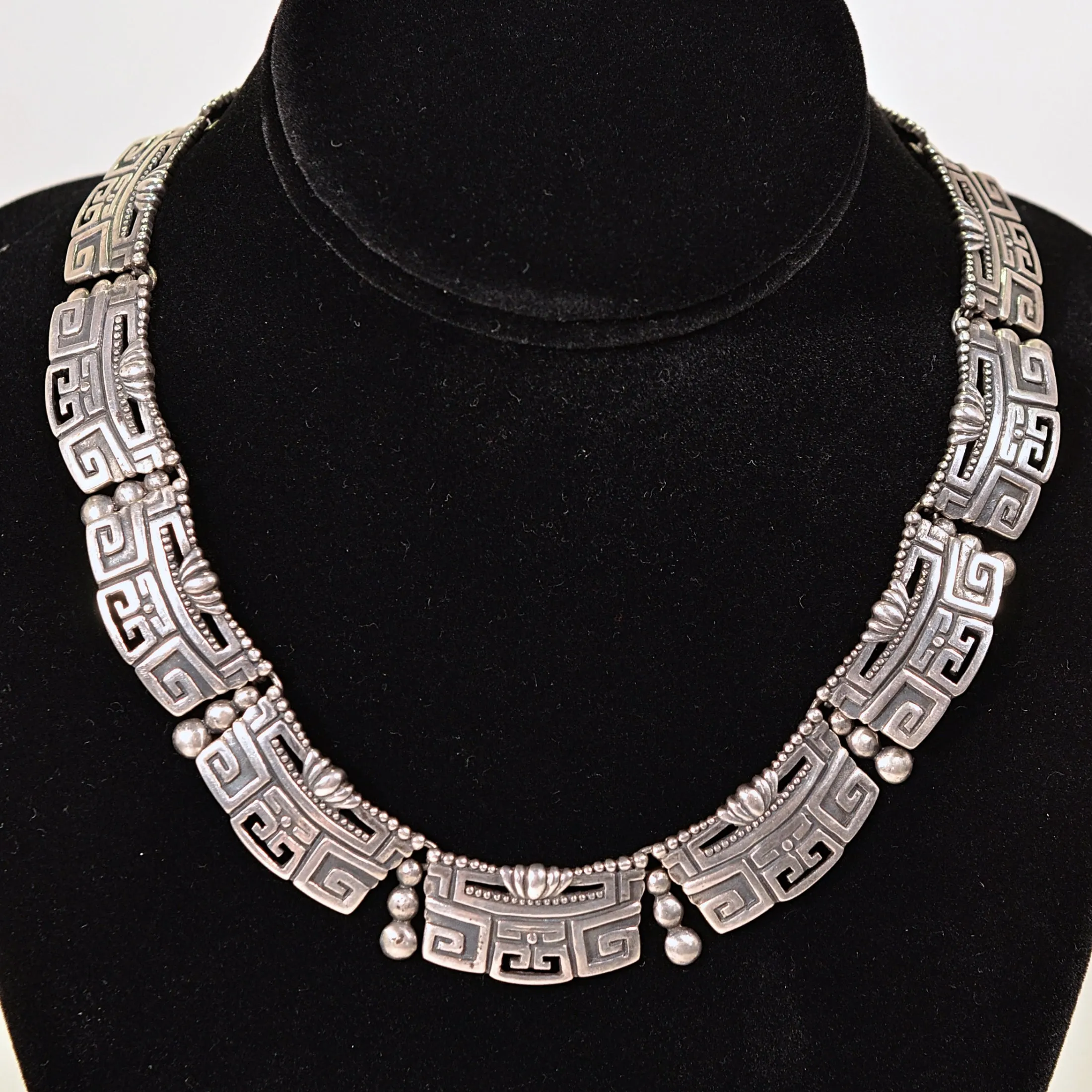 SOLD Early Margot De Taxco Sterling Silver Pre-Columbian Necklace #5280, 115.1 Grams